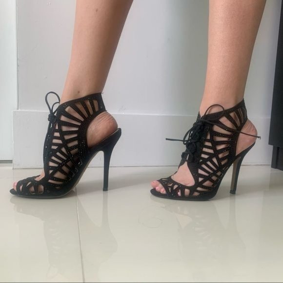 BETSEY JOHNSON Lexxe Rhinestone Cage Sandals sz 6 - Picture 3 of 15